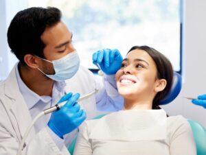 A new dental patient receiving treatment